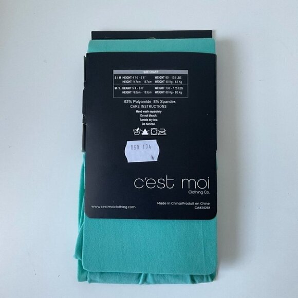 Turquoise Tights by C'est Moi Size S/M NWT - Picture 3 of 4